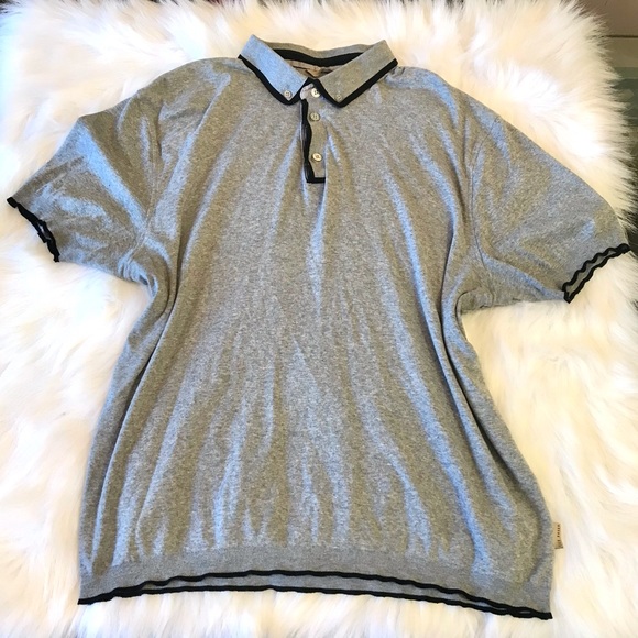 Ted Baker polo shirt grey cotton stretchy tee button up collar top - Picture 2 of 15